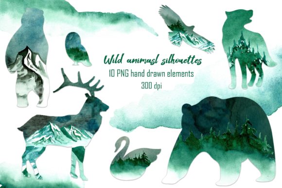 Animal Landscape Clipart: Silhouette PNG for Design