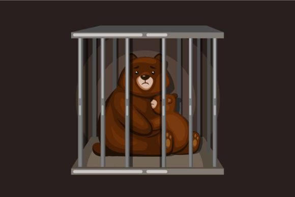 Bear Family in Cage: Save Animal Vector for Powerful Visual Storytelling