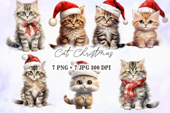 Christmas Pet Cat Animal Kitten in Xmas: Festive Design Assets