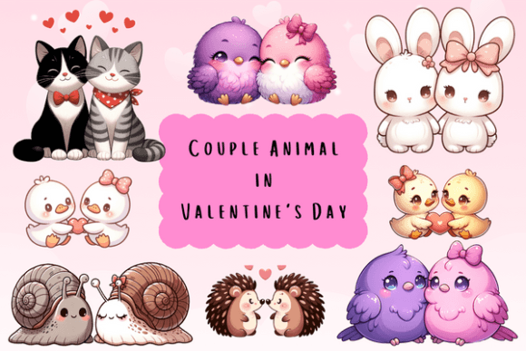 Couple Animal in Valentine's Day: Whimsical Charm for Modern Designers