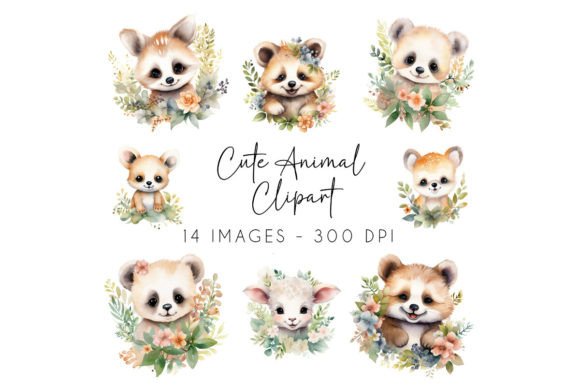 Cute Animal Watercolor Clipart: A Versatile Design Asset