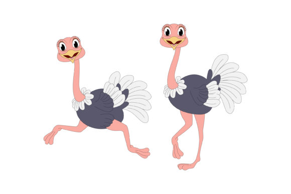 Cute Ostrich Animal Cartoon: A Playful Font for Creative Projects