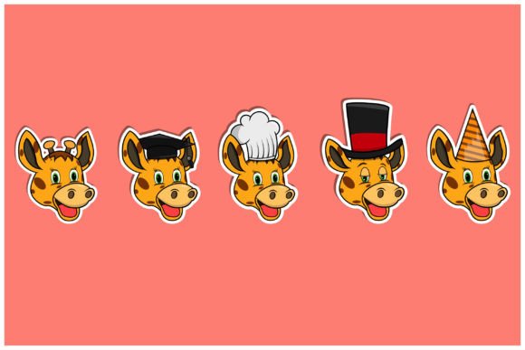 Head Giraffe Animal Sticker Set: Playful Branding for Any Occasion