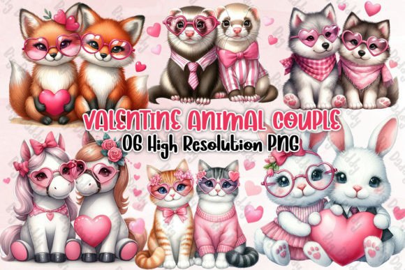 Valentine Animal Couple Clipart: Adorable Design Assets