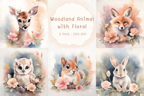 Watercolor Woodland Animal with Floral: A Designer's Delight