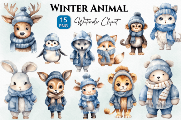 Whimsical Winter Designs with Watercolor Clipart