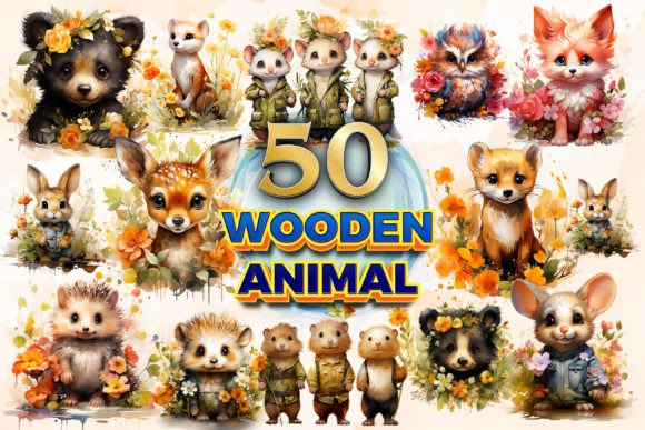 Wooden Animal Clipart & Sublimation 4: A Natural Asset for Creators