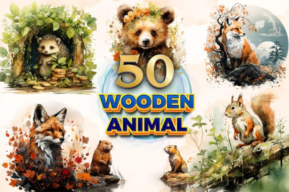 Wooden Animal Clipart & Sublimation 5: A Designer's Toolkit