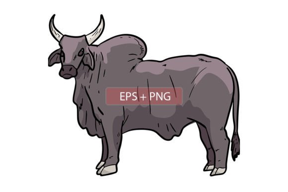 Zebu Bull Animal Illustration: A Versatile Design Asset